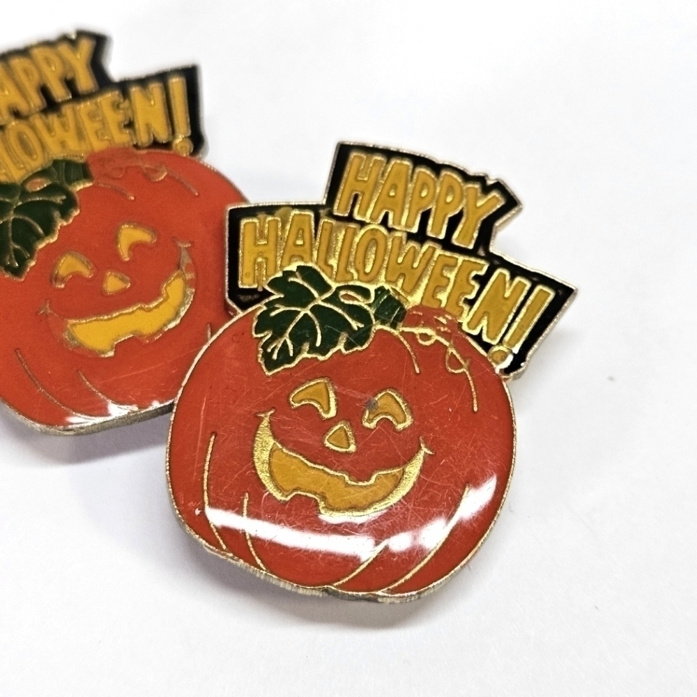 Vintage Happy Halloween Jack-O-Lantern Pumpkin Button Cover Set Of Two View 4